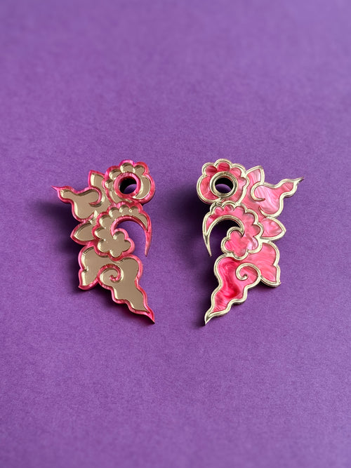 Dilataciones Kumo nube japonesa en metacrilato rosa y oro