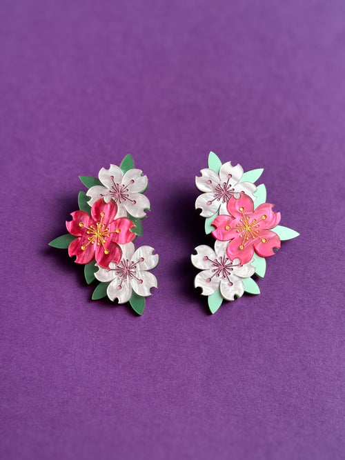 Dilataciones Sakura flor de cerezo japonesa en metacrilato rosa