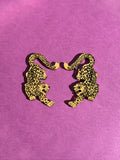 Pesos ligeros para dilatación Leopardo en metacrilato espejo dorado, old school tattoo