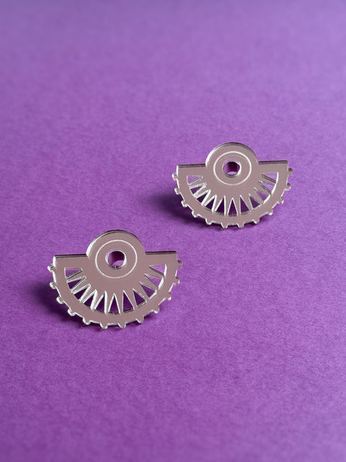 Dilataciones Mayan Sun sol maya símbolo ancestral en metacrilato plata